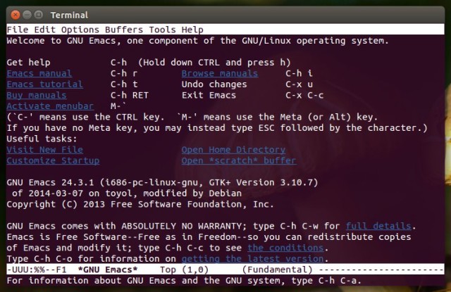 emacs open in terminal